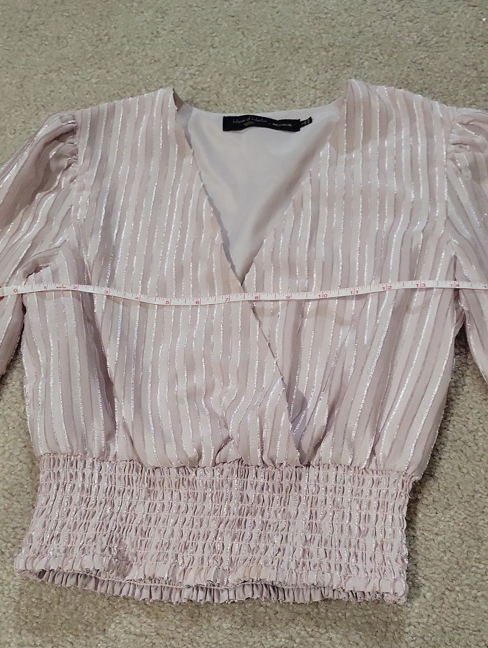 House of Harlow 1960 Blush Pink Metallic Stripe Wrap Top - Picture 7 of 8